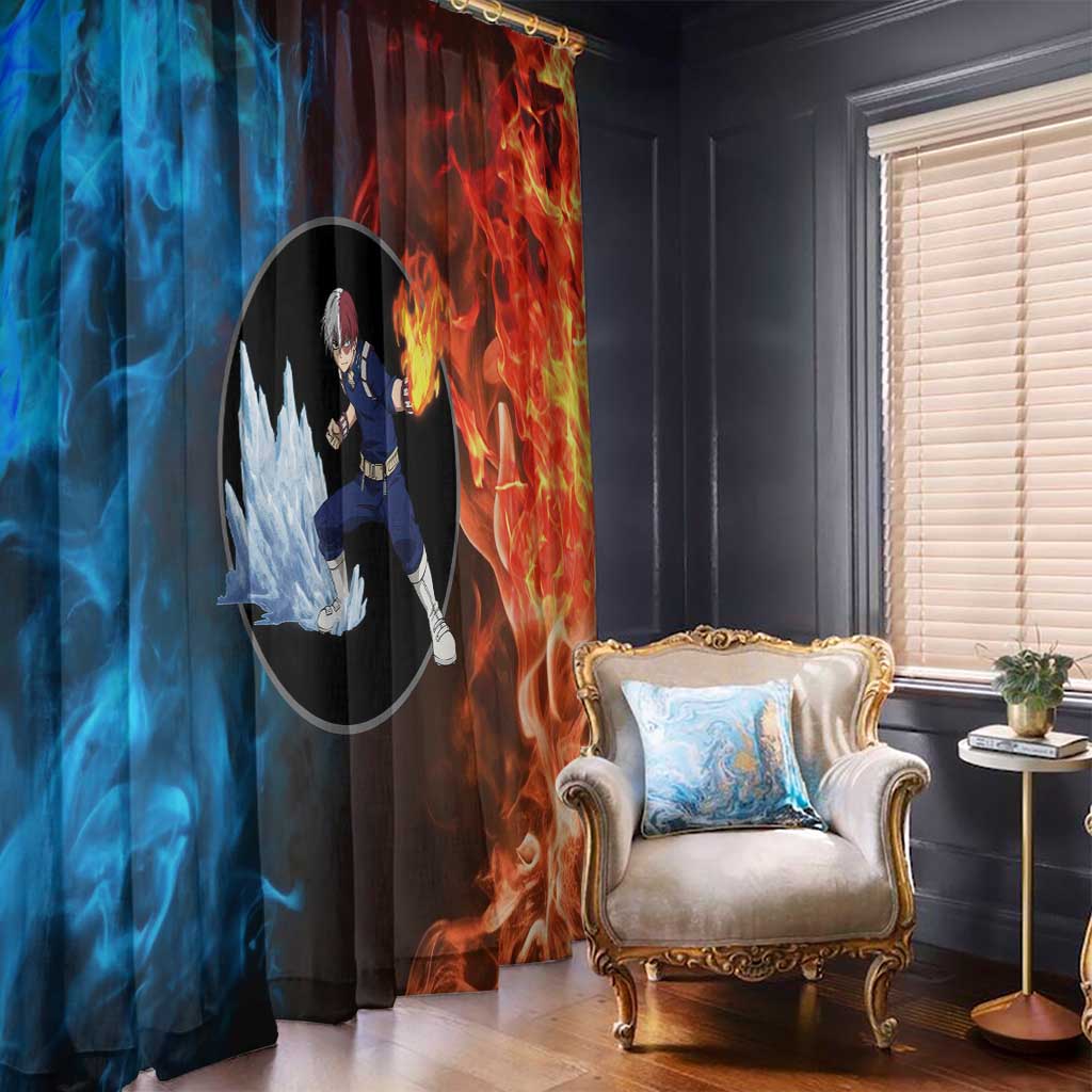 Burning Fire Shoto My Hero Academia Window Curtain Anime Style