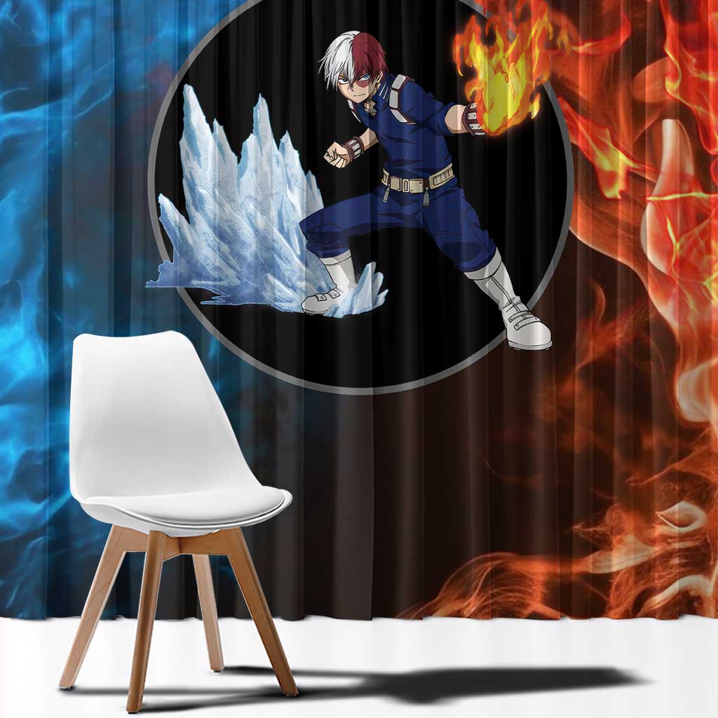Burning Fire Shoto My Hero Academia Window Curtain Anime Style