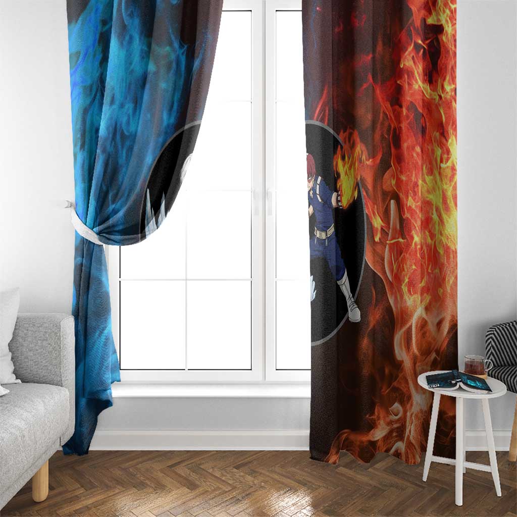 Burning Fire Shoto My Hero Academia Window Curtain Anime Style