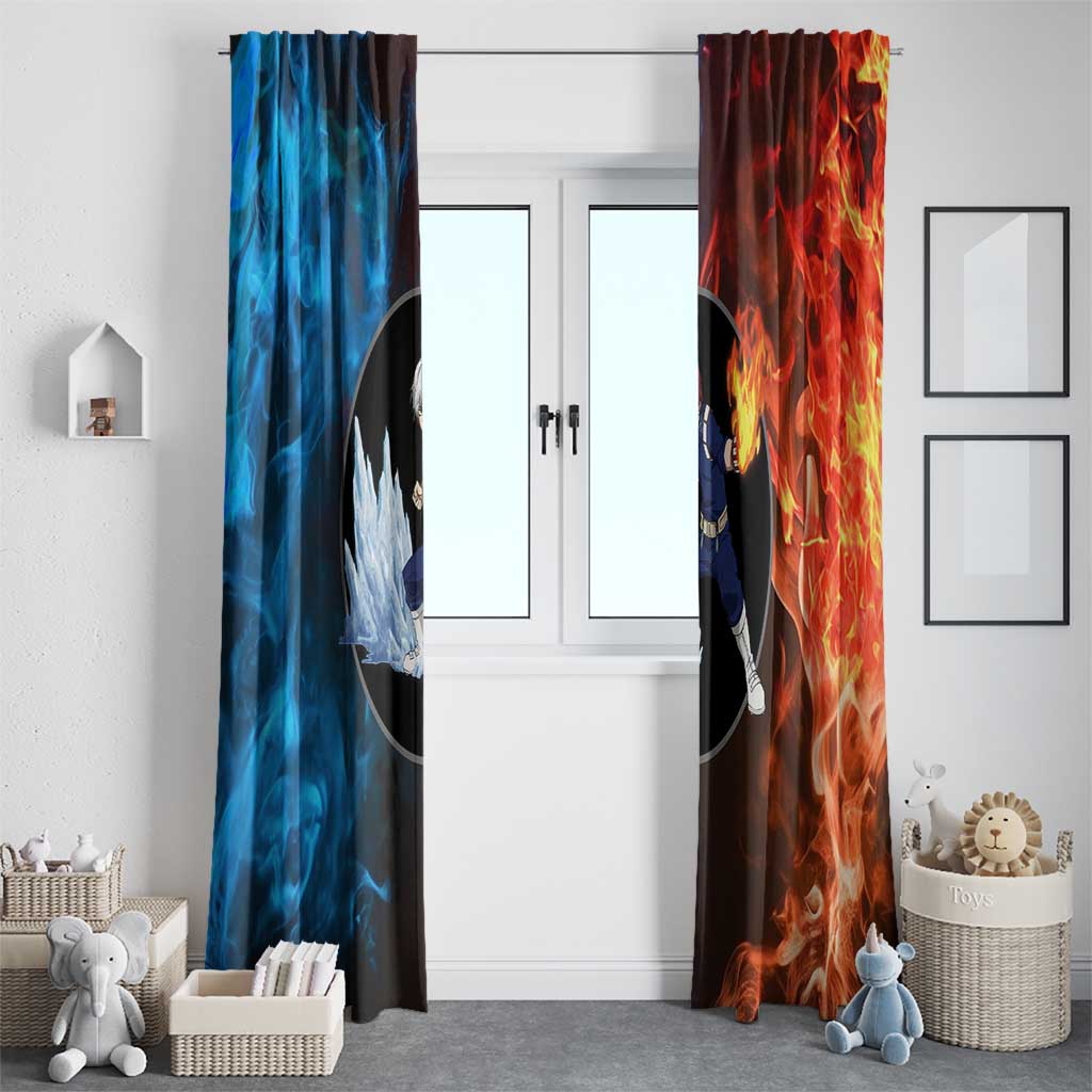 Burning Fire Shoto My Hero Academia Window Curtain Anime Style