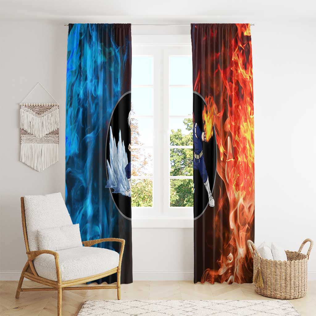 Burning Fire Shoto My Hero Academia Window Curtain Anime Style