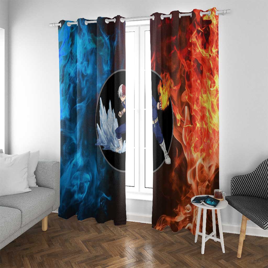 Burning Fire Shoto My Hero Academia Window Curtain Anime Style