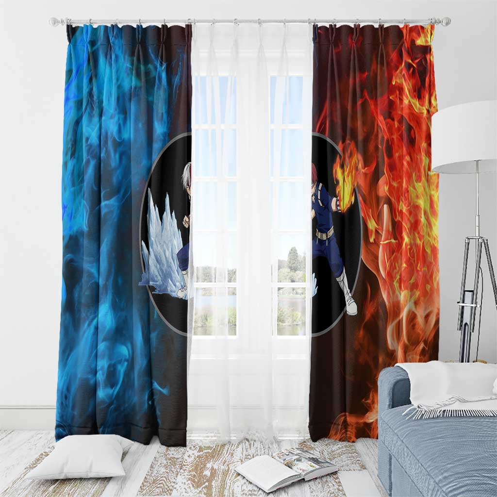 Burning Fire Shoto My Hero Academia Window Curtain Anime Style