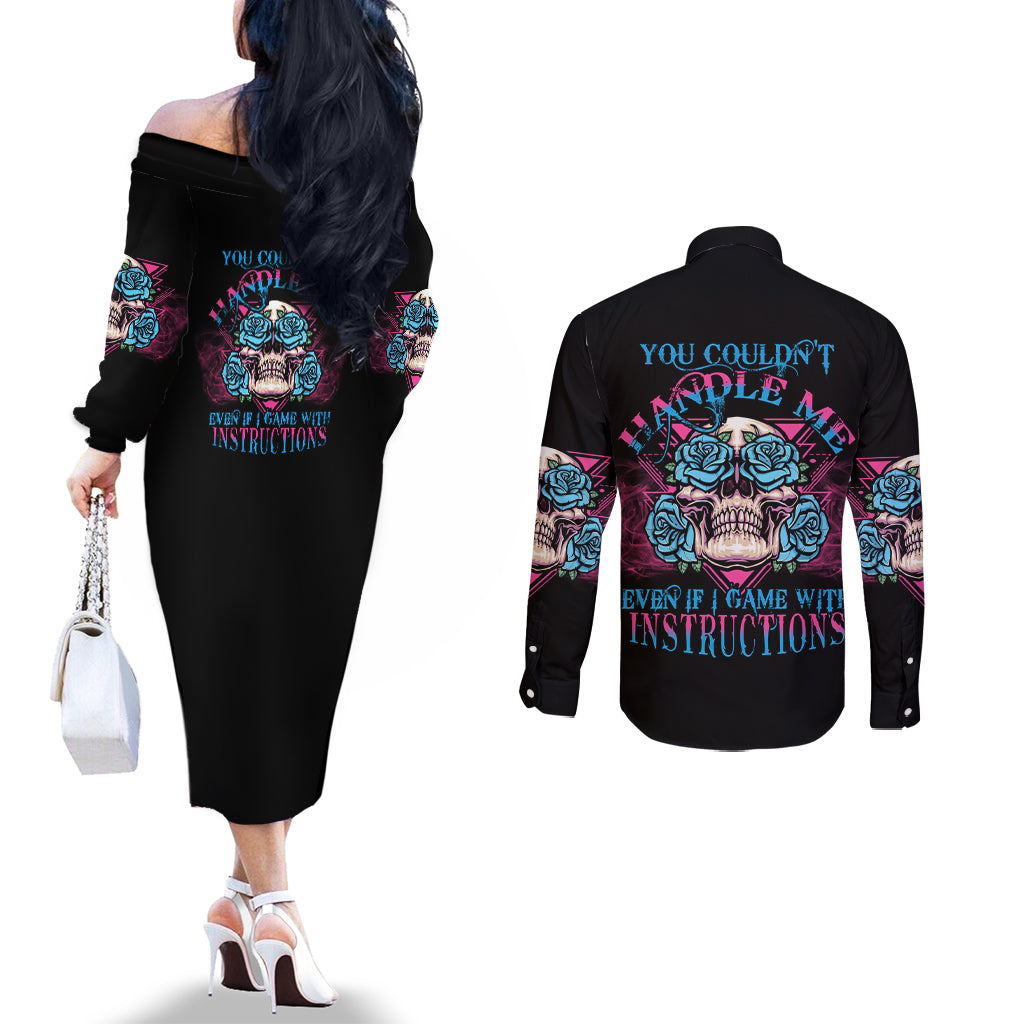 you-couldnt-handle-me-triangle-skull-couples-matching-off-the-shoulder-long-sleeve-dress-and-long-sleeve-button-shirt