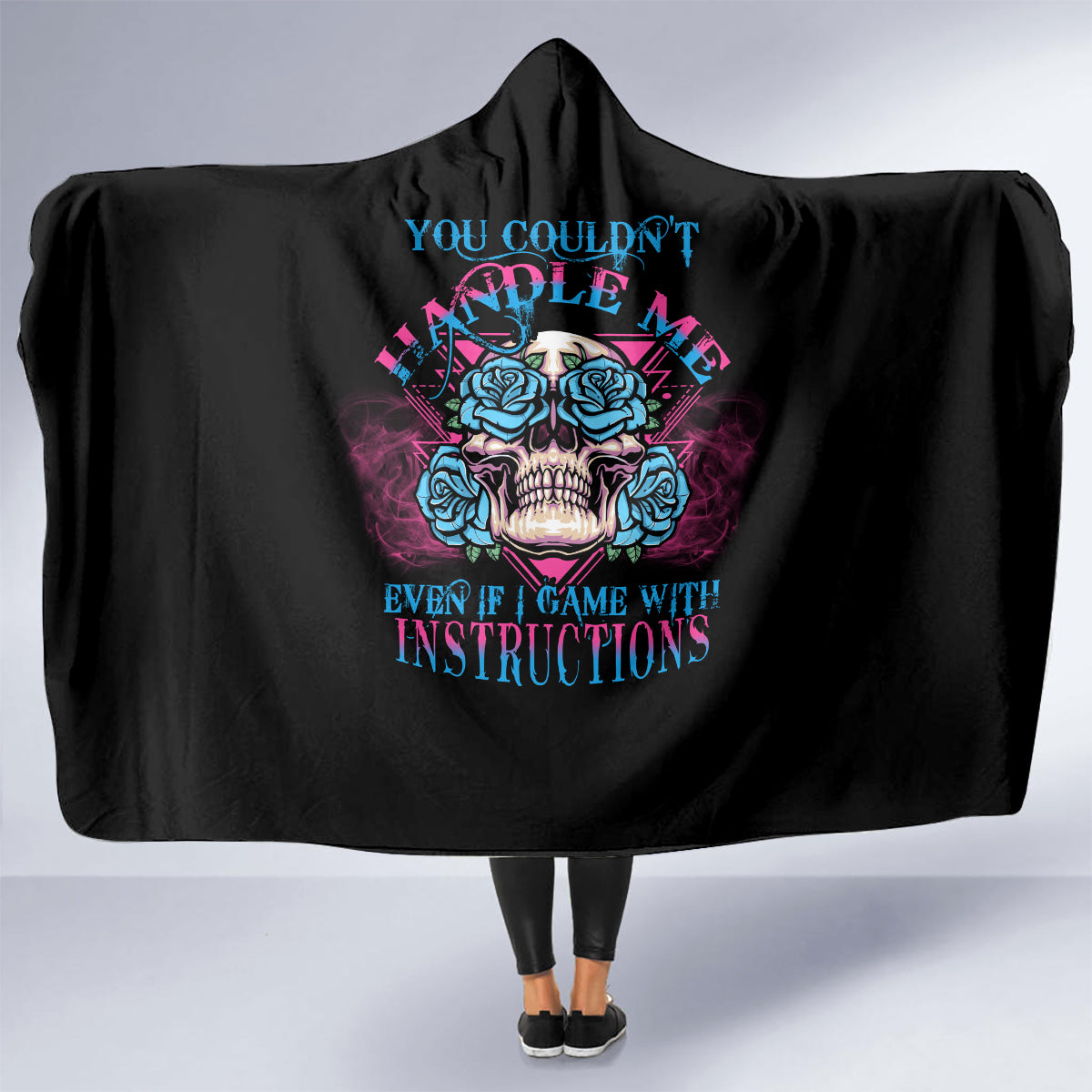 you-couldnt-handle-me-triangle-skull-hooded-blanket