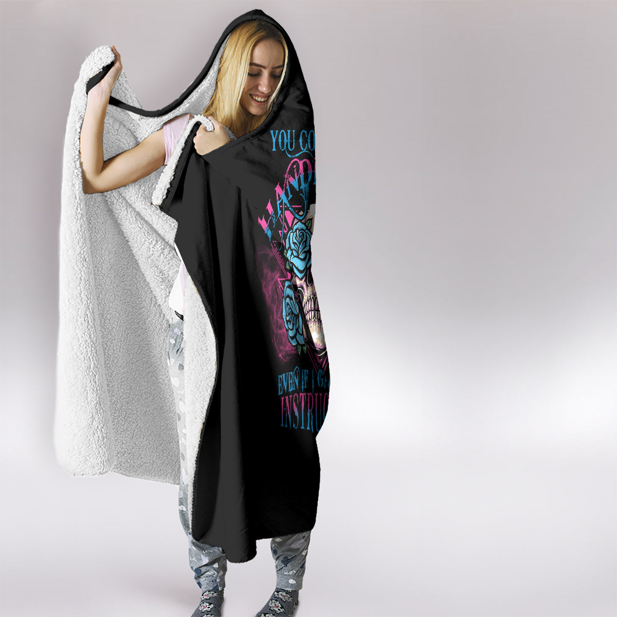 you-couldnt-handle-me-triangle-skull-hooded-blanket