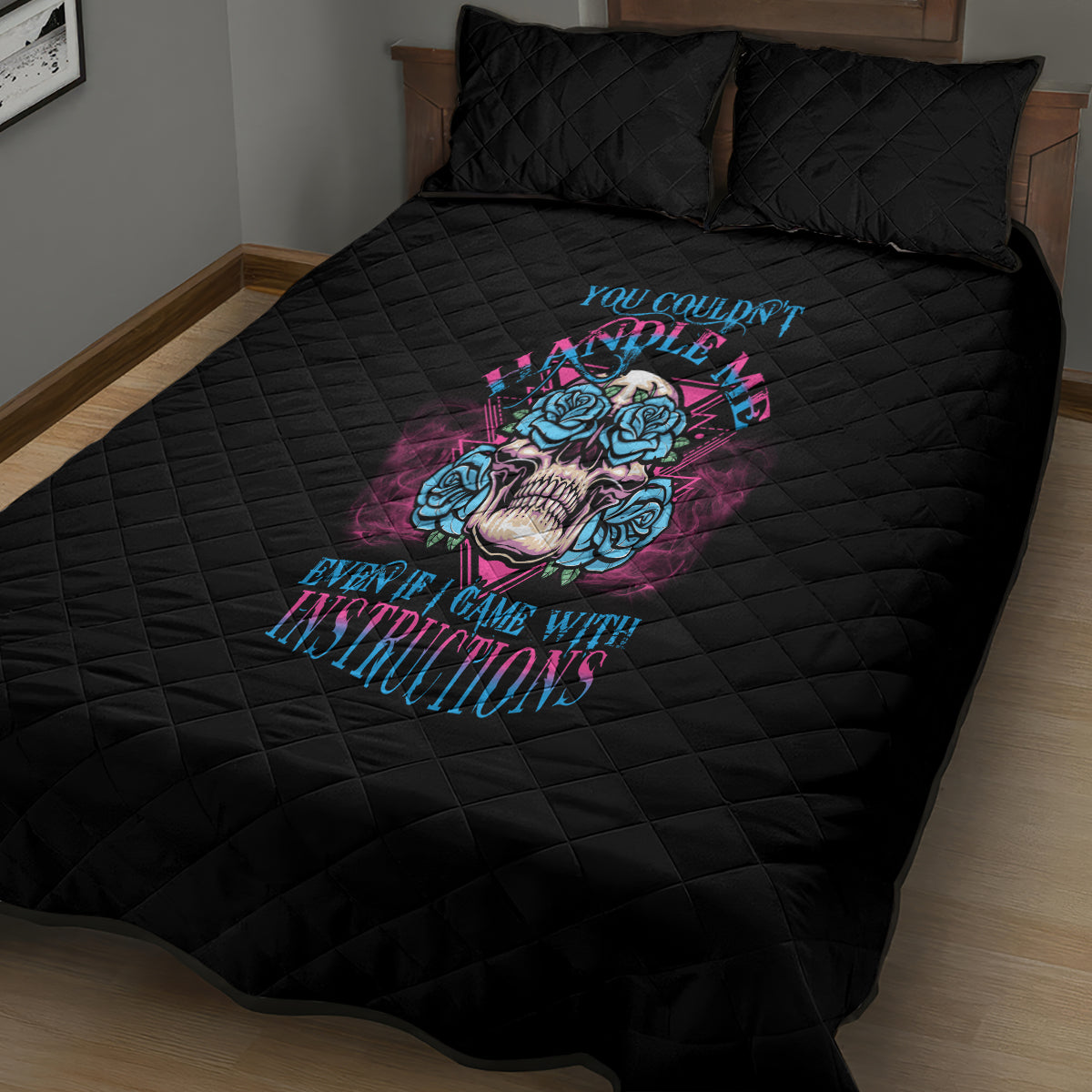 you-couldnt-handle-me-triangle-skull-quilt-bed-set