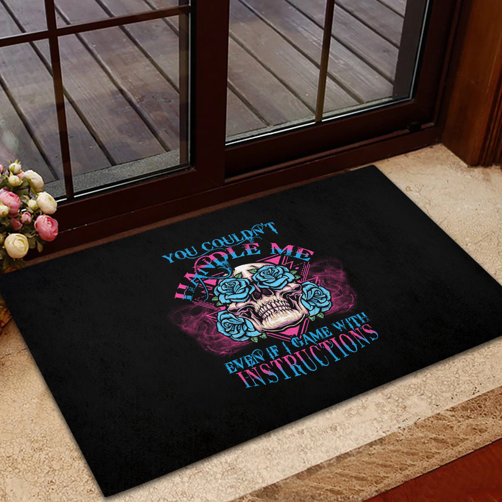 you-couldnt-handle-me-triangle-skull-rubber-doormat