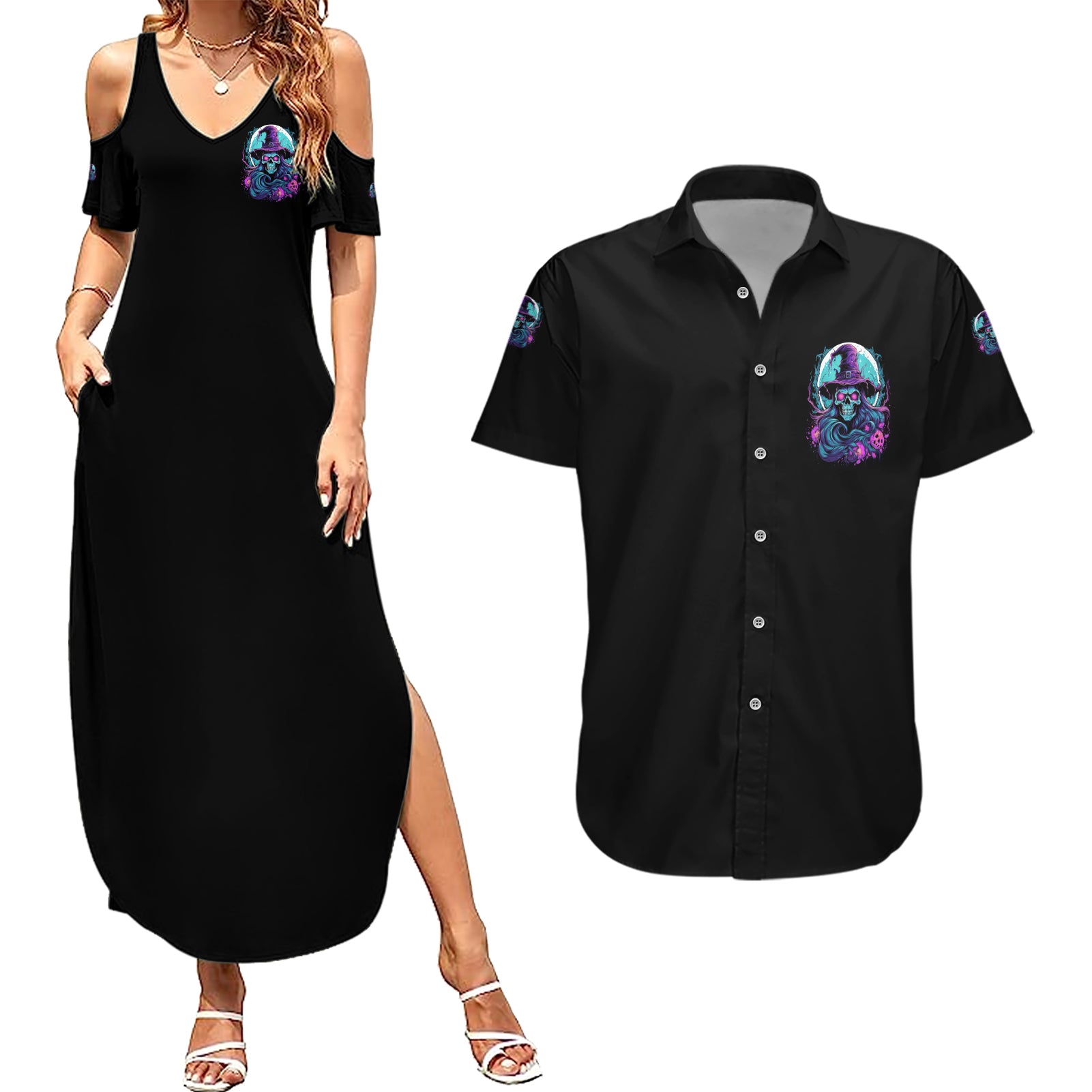 hello-darkness-my-old-friend-witch-halloween-couples-matching-summer-maxi-dress-and-hawaiian-shirt