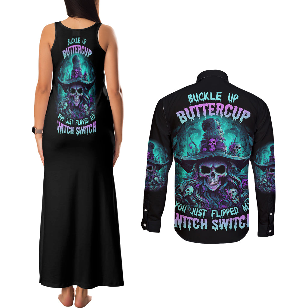 buckle-up-buttercup-skull-witch-halloween-couples-matching-tank-maxi-dress-and-long-sleeve-button-shirt