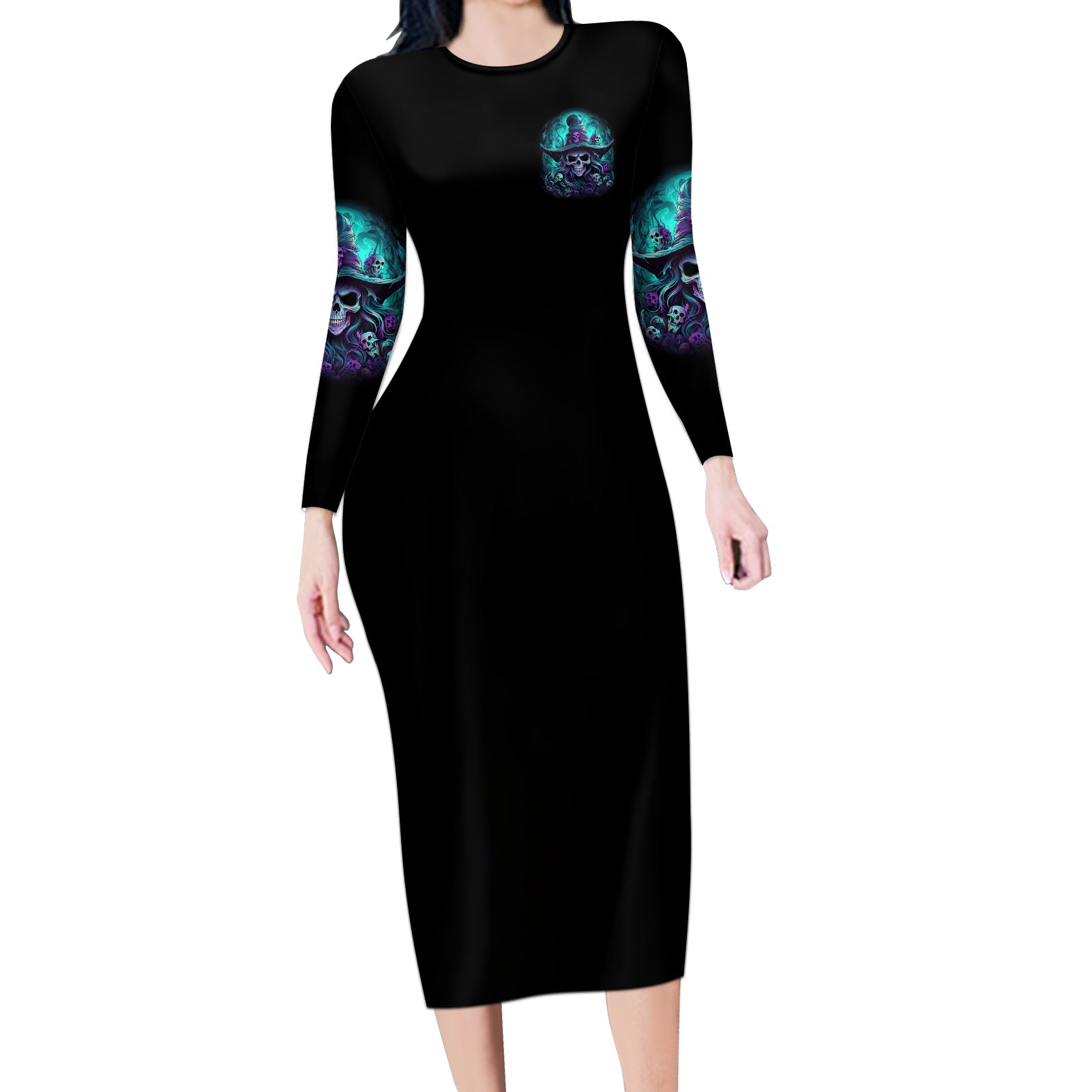 buckle-up-buttercup-skull-witch-halloween-long-sleeve-bodycon-dress