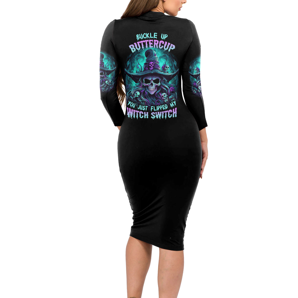 buckle-up-buttercup-skull-witch-halloween-long-sleeve-bodycon-dress