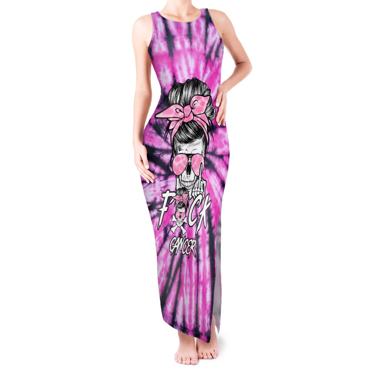 fcks-cancer-skull-tie-dye-tank-maxi-dress