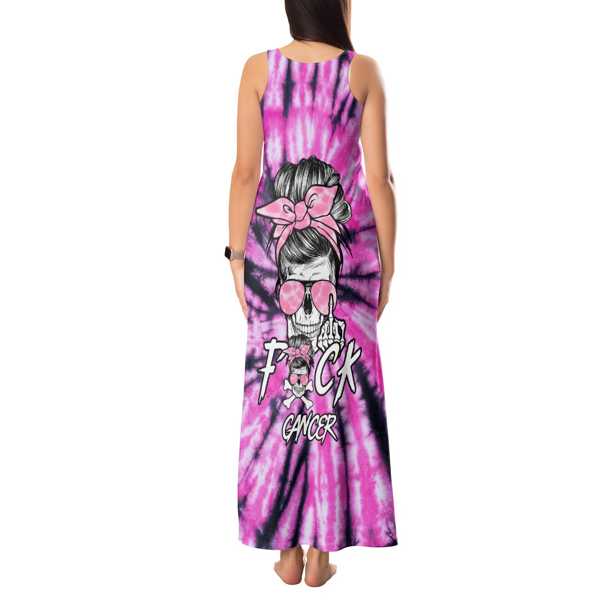 fcks-cancer-skull-tie-dye-tank-maxi-dress
