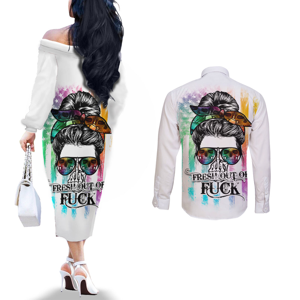 fresh-out-of-fcks-messy-bun-tie-dye-couples-matching-off-the-shoulder-long-sleeve-dress-and-long-sleeve-button-shirt