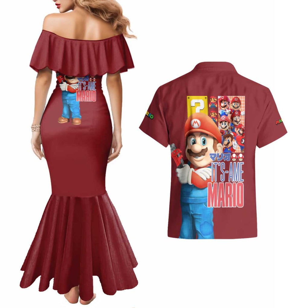 Mario Bros Mario Bros Couples Matching Mermaid Dress and Hawaiian Shirt Anime Mix 3D Game Style