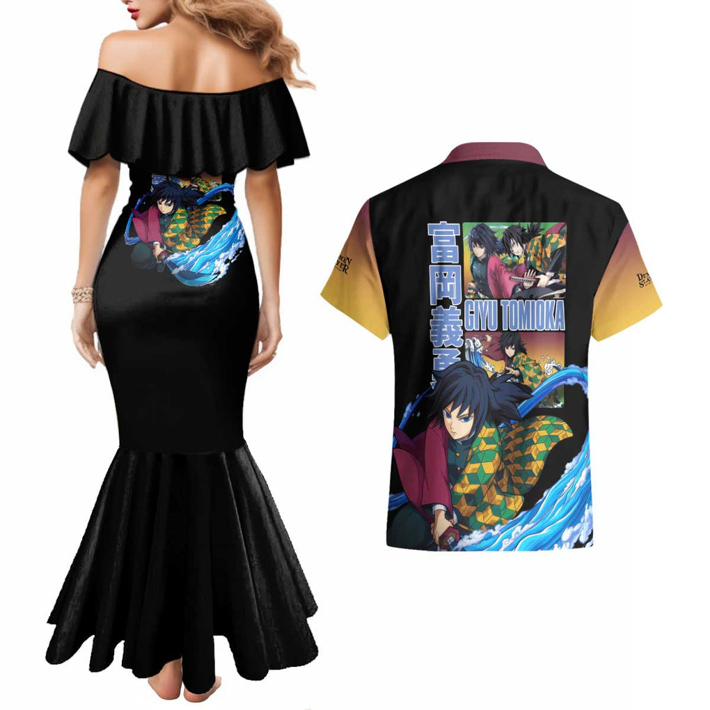 Giyu Tomioka V3 Demon Slayer Couples Matching Mermaid Dress and Hawaiian Shirt Anime Style