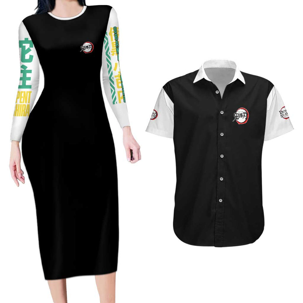 Obanai Iguro V2 Demon Slayer Couples Matching Long Sleeve Bodycon Dress and Hawaiian Shirt Anime Style