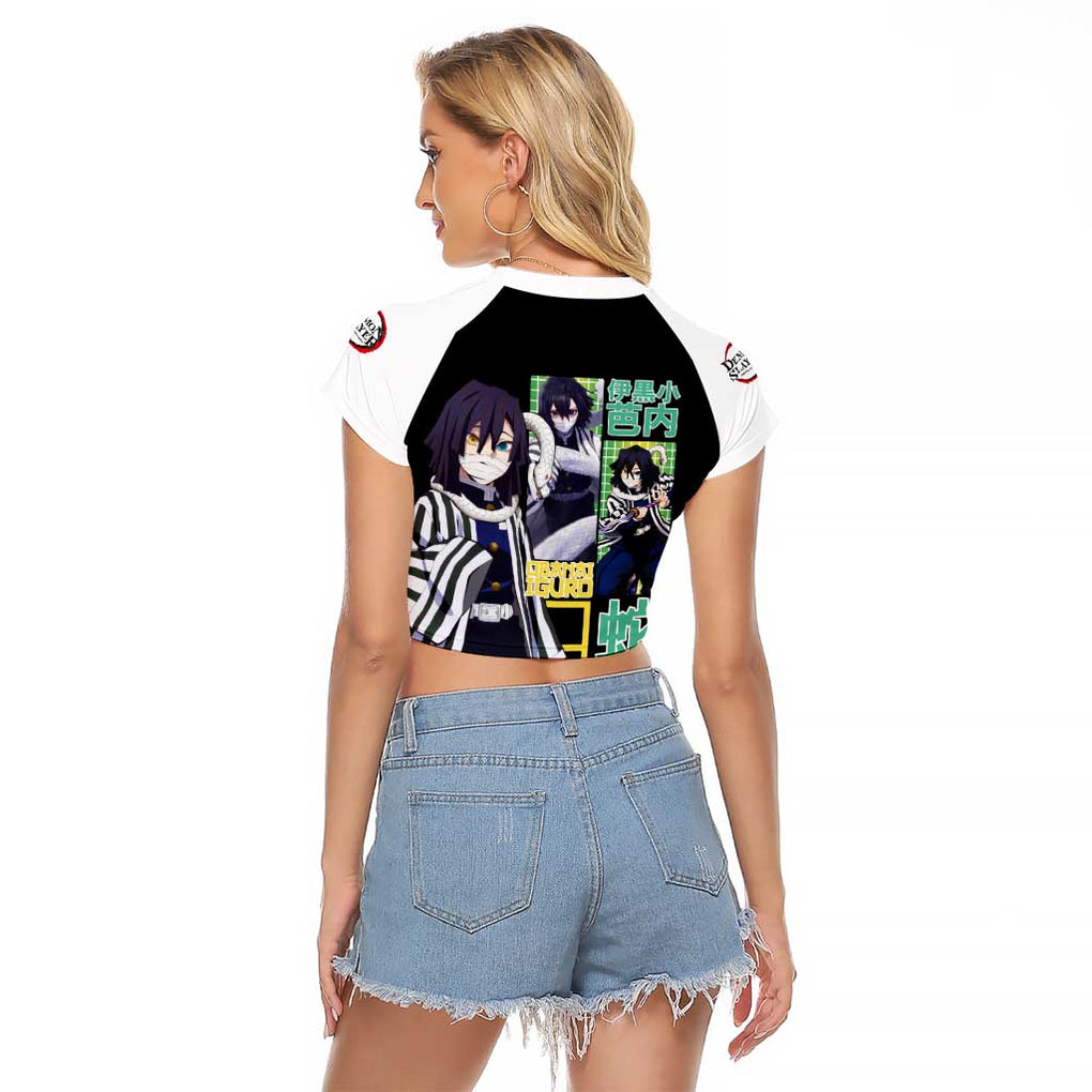 Obanai Iguro V2 Demon Slayer Raglan Cropped T Shirt Anime Style