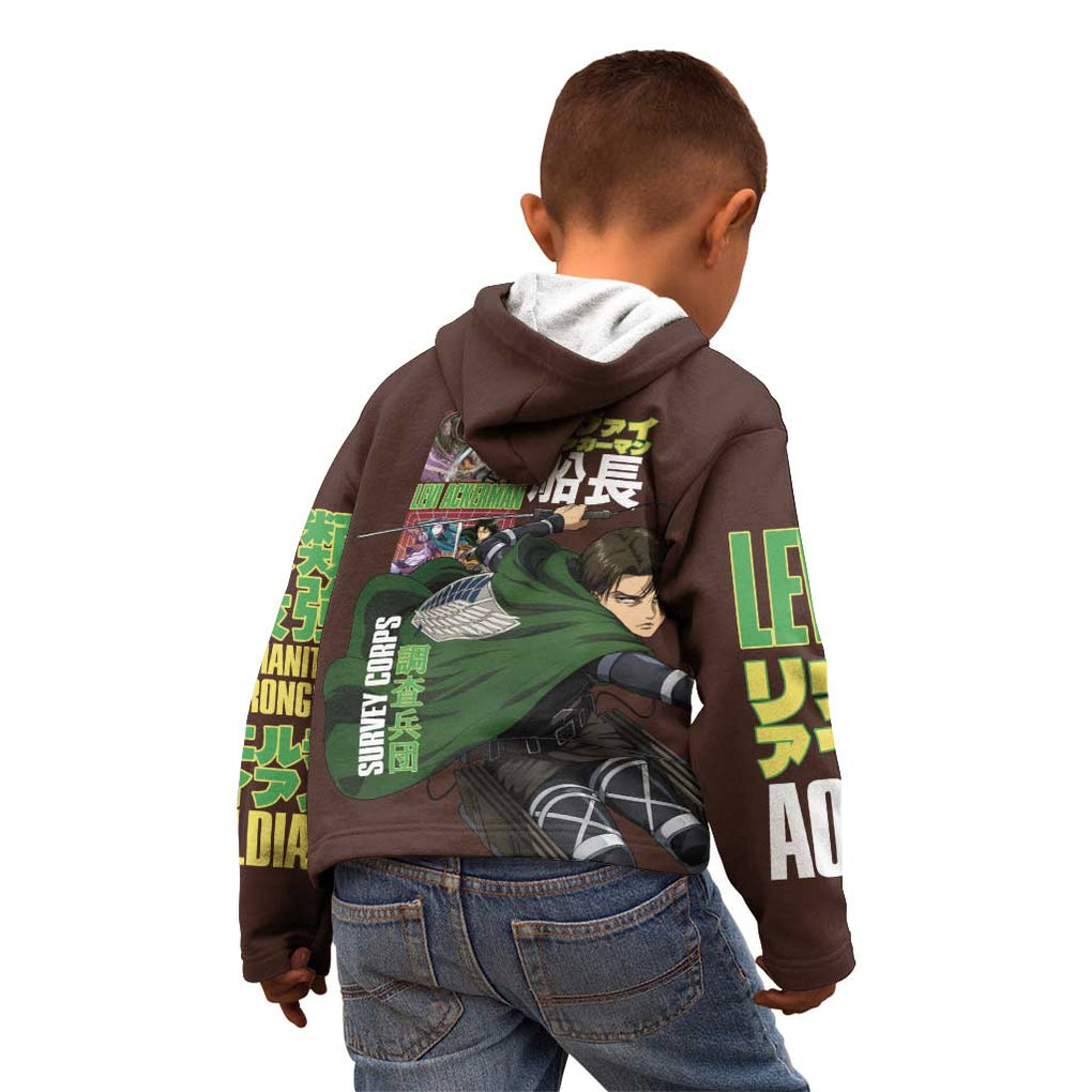 Levi Ackerman V3 Attack on Titan Kid Hoodie Anime Style