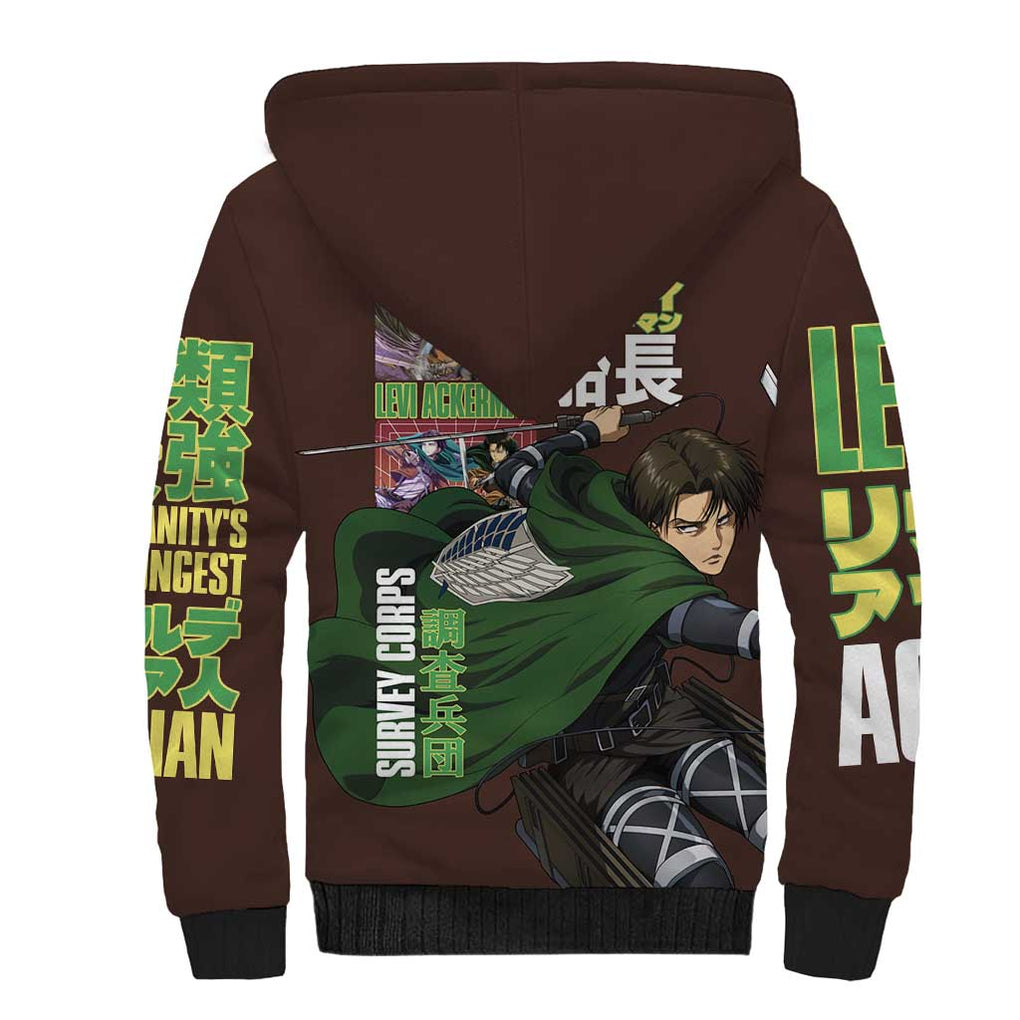 Levi Ackerman V3 Attack on Titan Sherpa Hoodie Anime Style