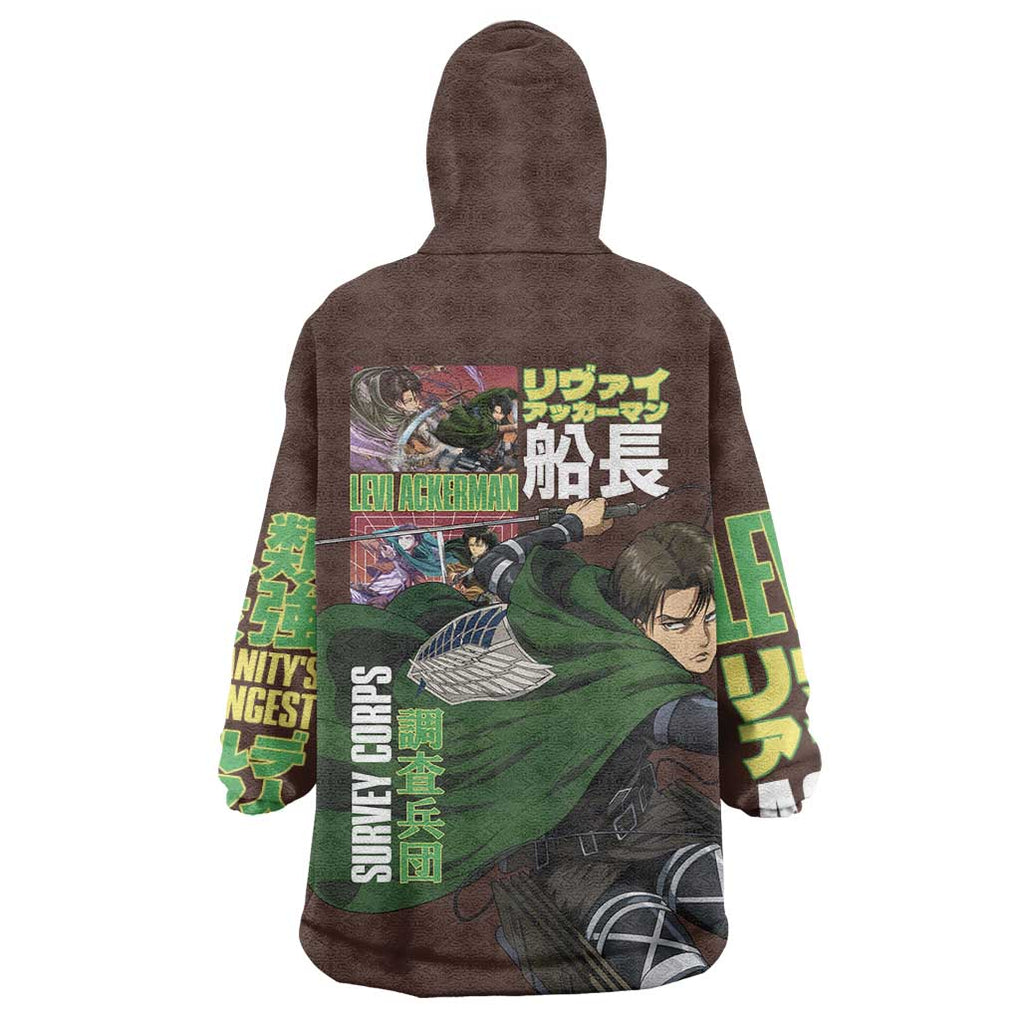 Levi Ackerman V3 Attack on Titan Wearable Blanket Hoodie Anime Style
