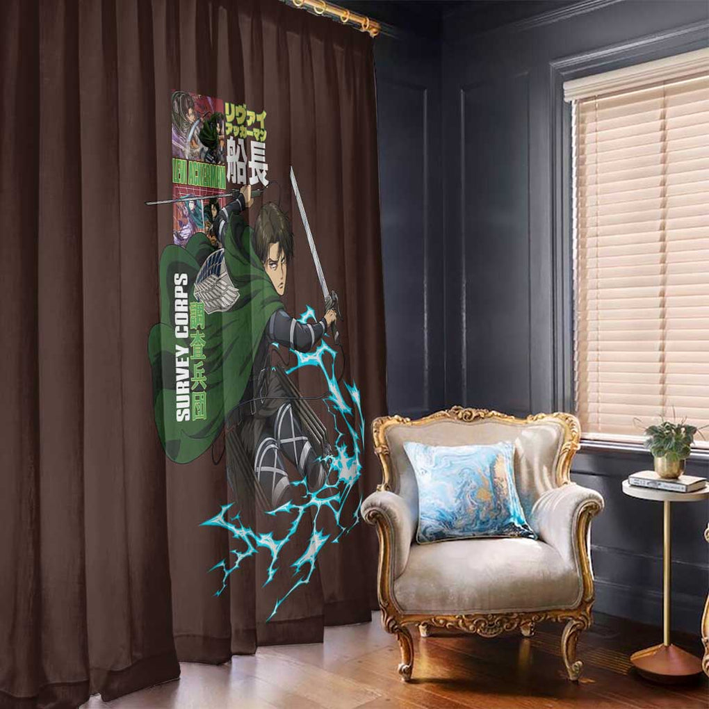 Levi Ackerman V3 Attack on Titan Window Curtain Anime Style