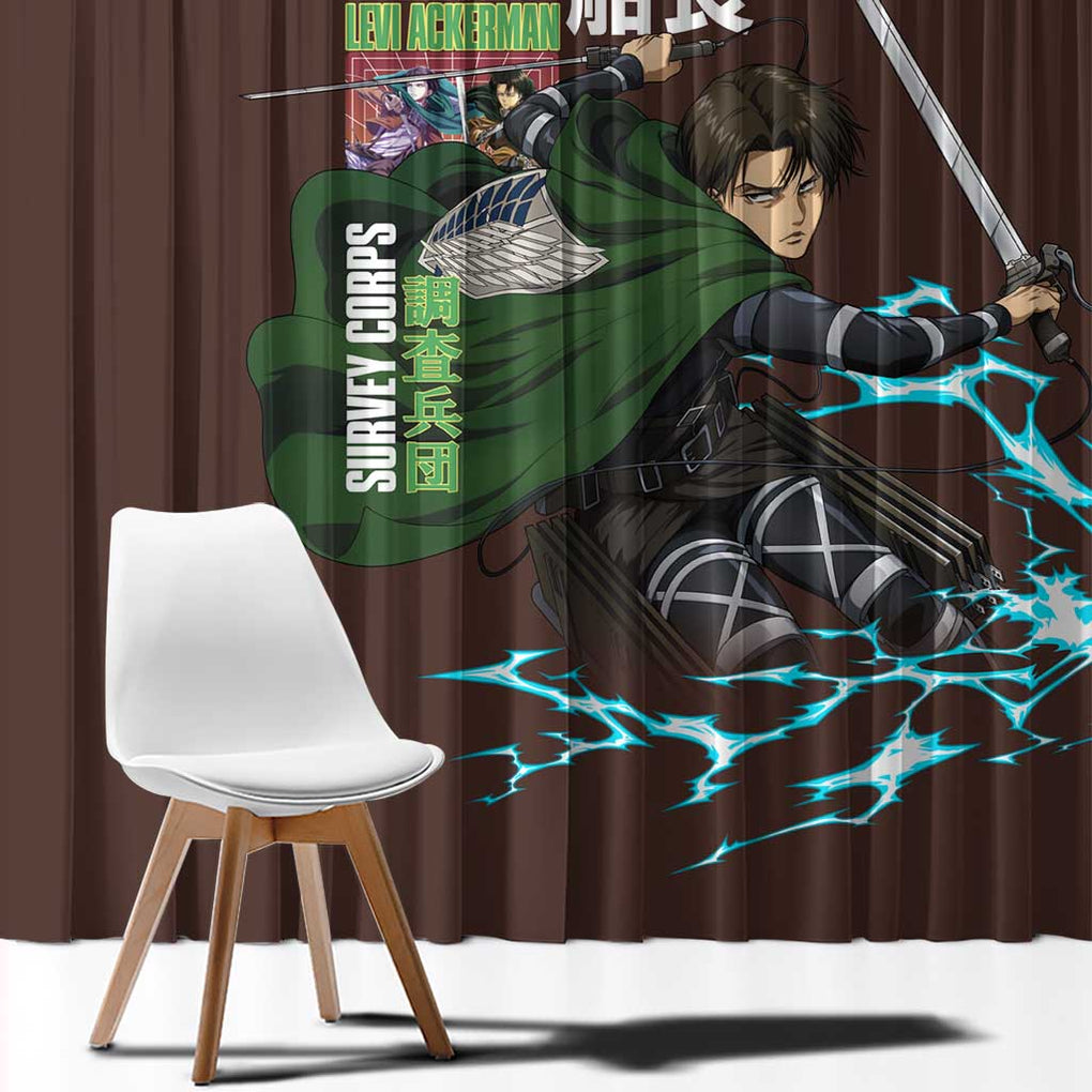 Levi Ackerman V3 Attack on Titan Window Curtain Anime Style