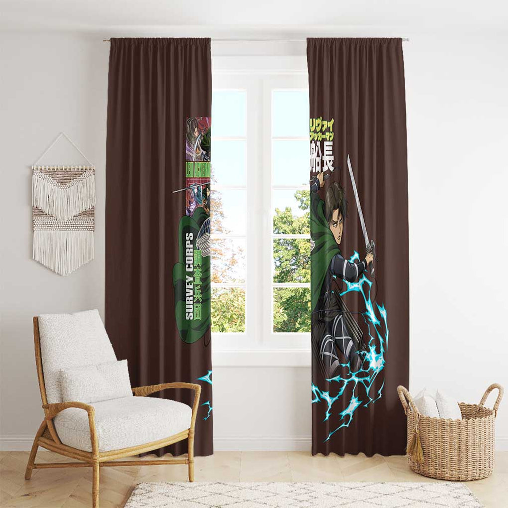 Levi Ackerman V3 Attack on Titan Window Curtain Anime Style