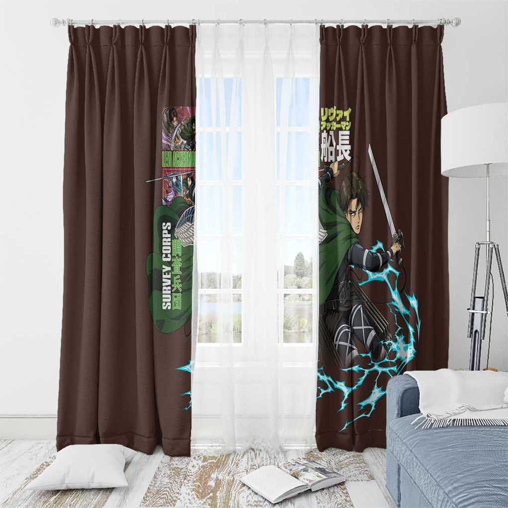 Levi Ackerman V3 Attack on Titan Window Curtain Anime Style