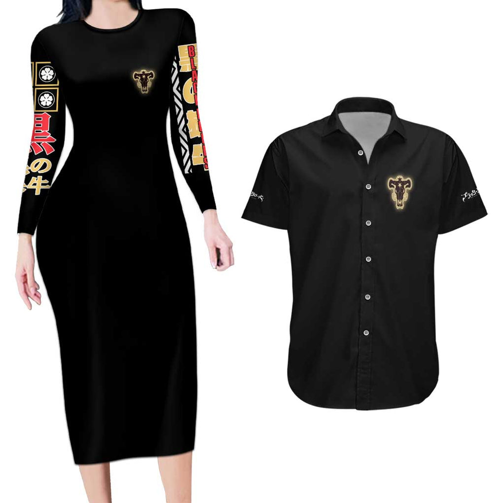 Asta V2 Black Clover Couples Matching Long Sleeve Bodycon Dress and Hawaiian Shirt Anime Style