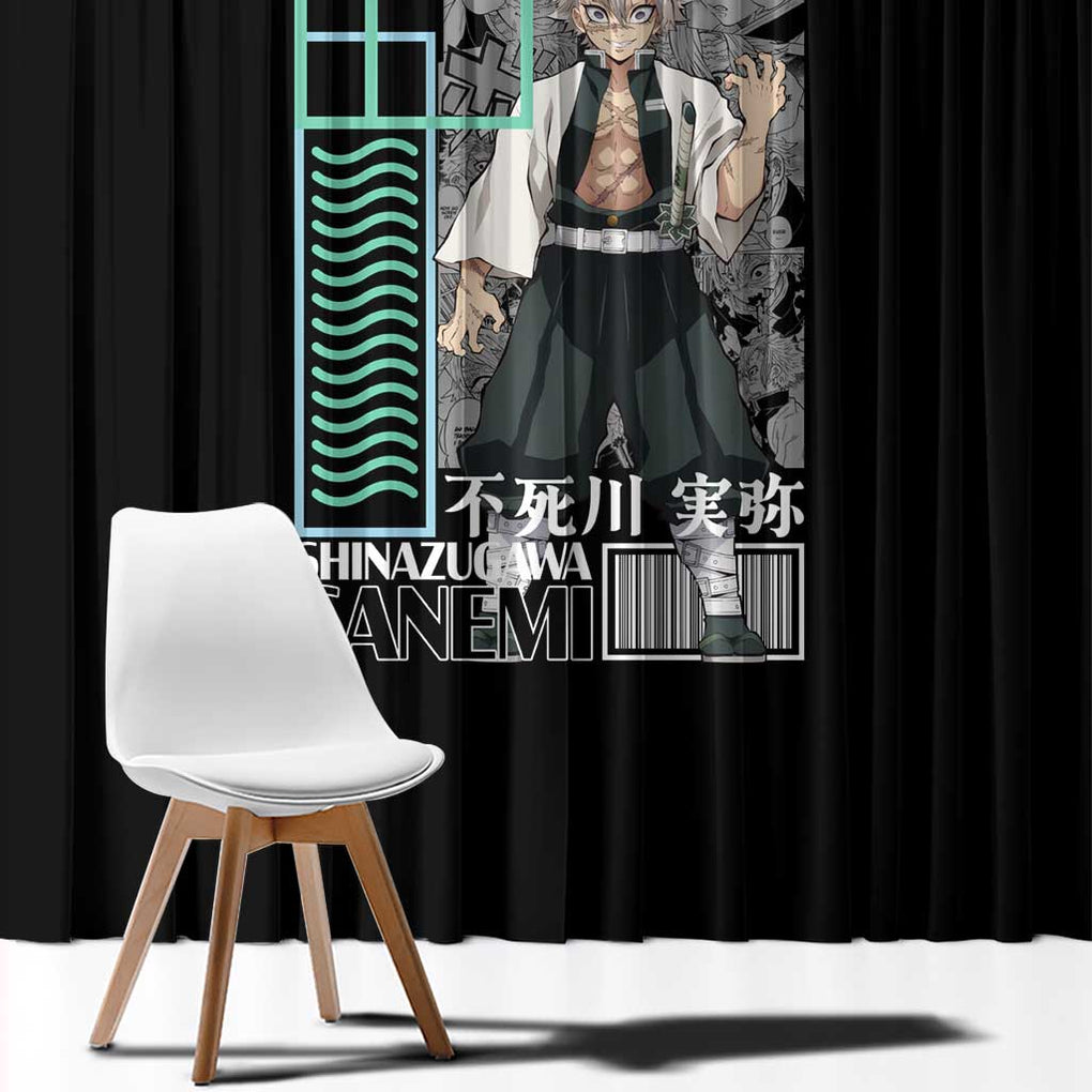 Sanemi Shinazugawa Kimesu no Yaiba Window Curtain Anime Style