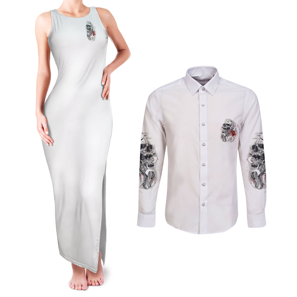 p-me-off-tattooed-skull-rose-couples-matching-tank-maxi-dress-and-long-sleeve-button-shirt