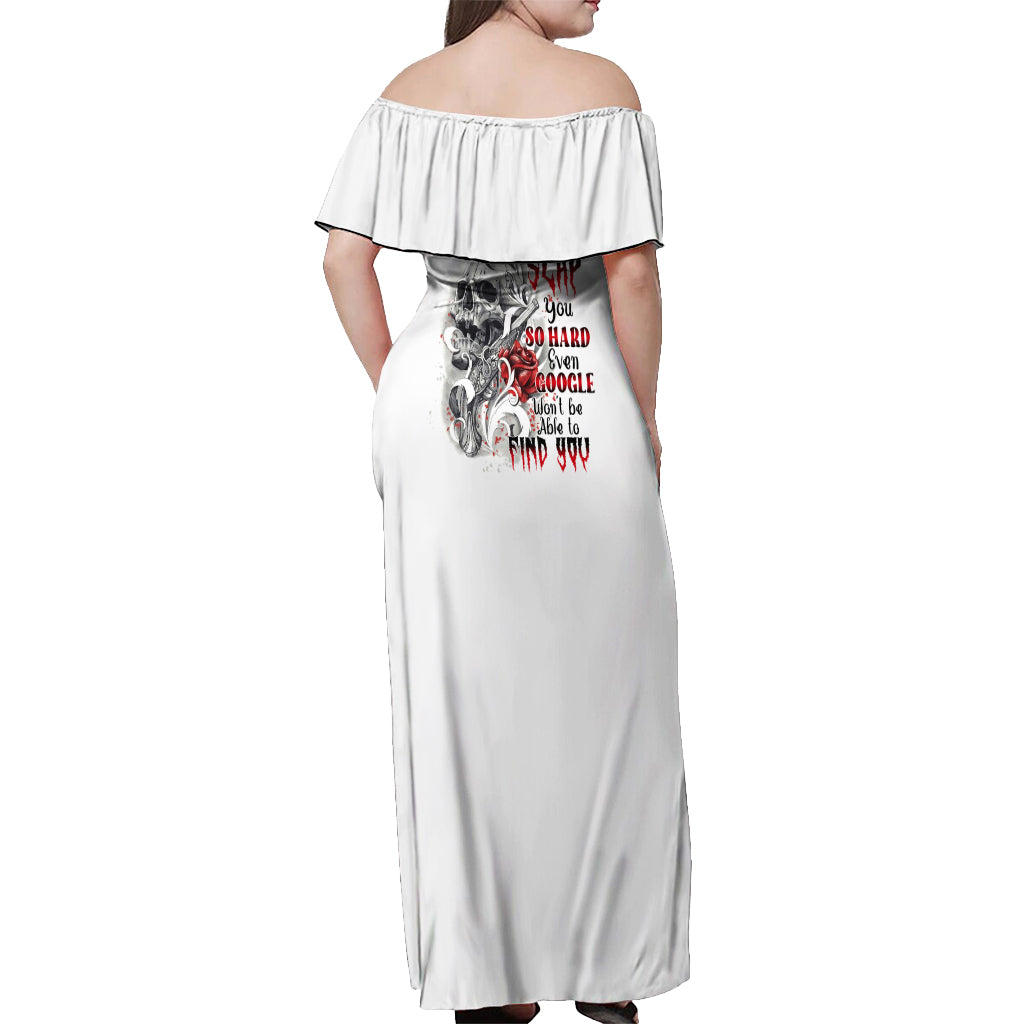 p-me-off-tattooed-skull-rose-off-shoulder-maxi-dress