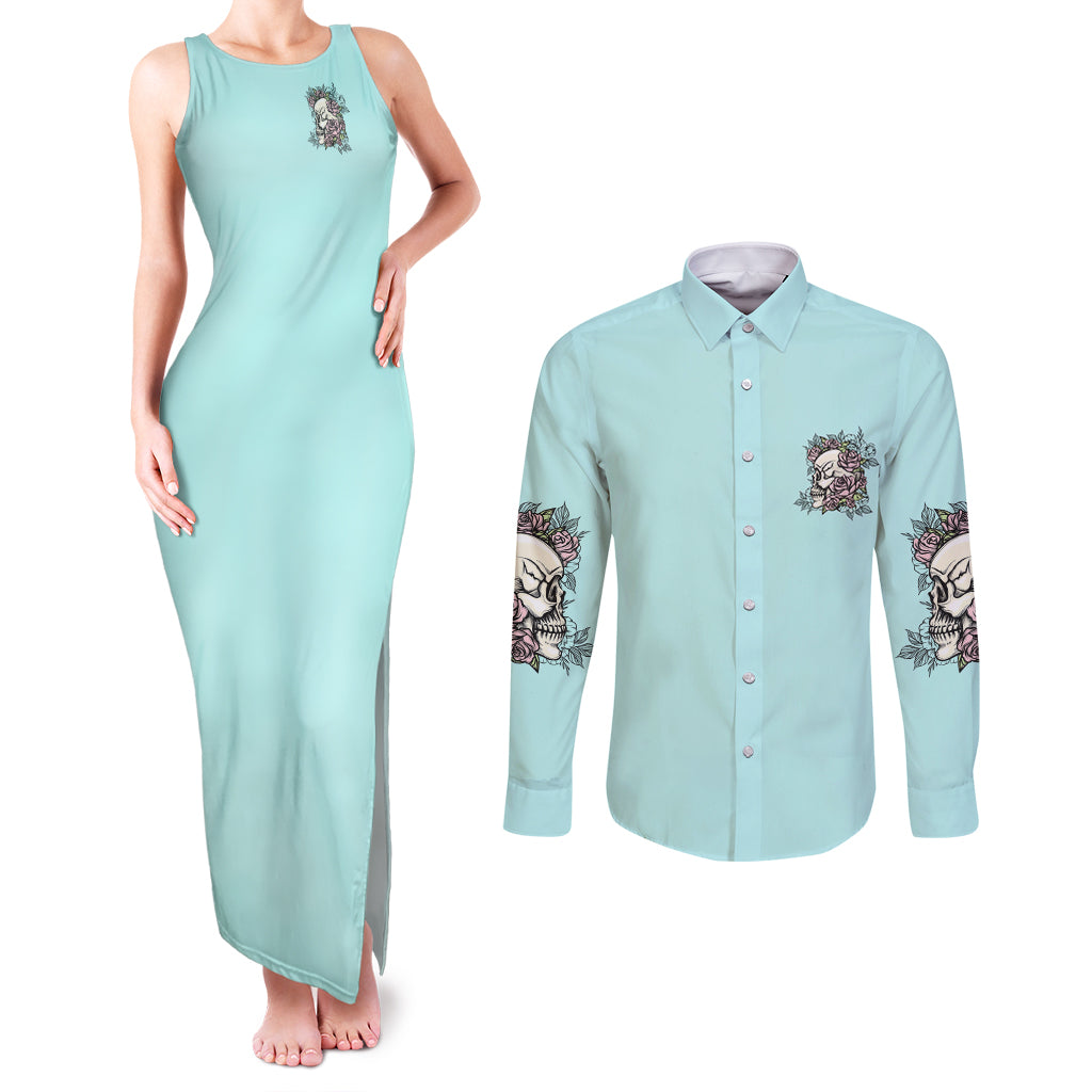 i-may-not-be-perfect-skull-roses-couples-matching-tank-maxi-dress-and-long-sleeve-button-shirt