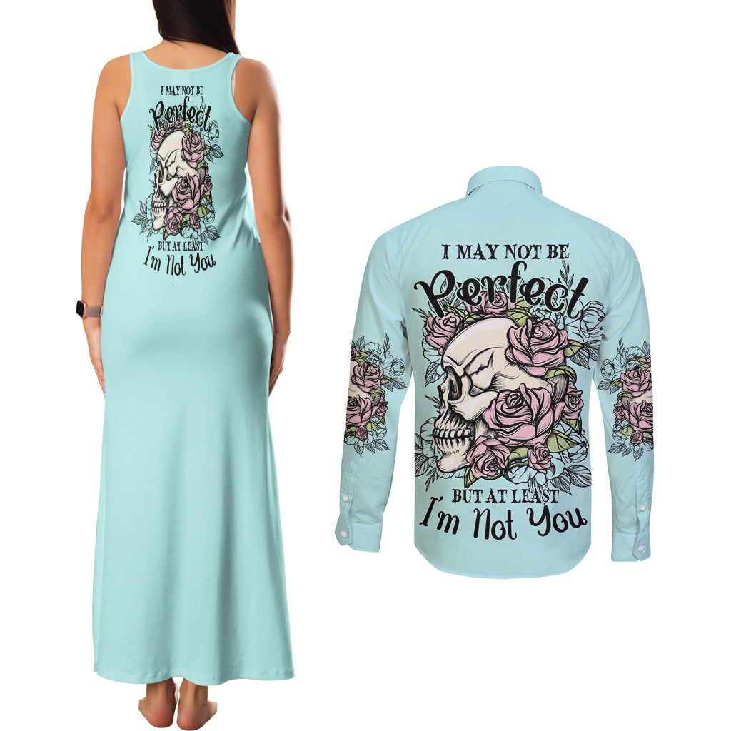 i-may-not-be-perfect-skull-roses-couples-matching-tank-maxi-dress-and-long-sleeve-button-shirt