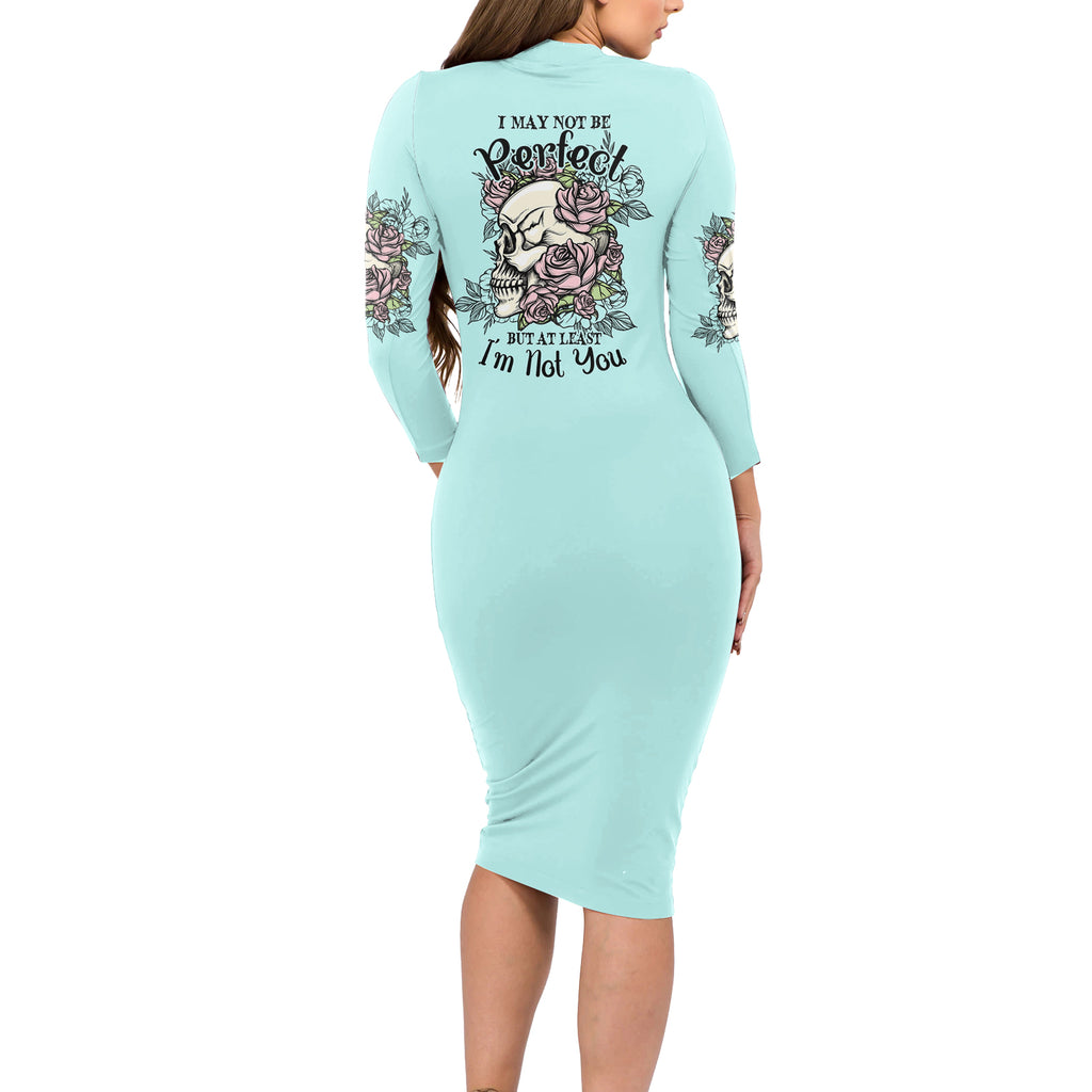 i-may-not-be-perfect-skull-roses-long-sleeve-bodycon-dress