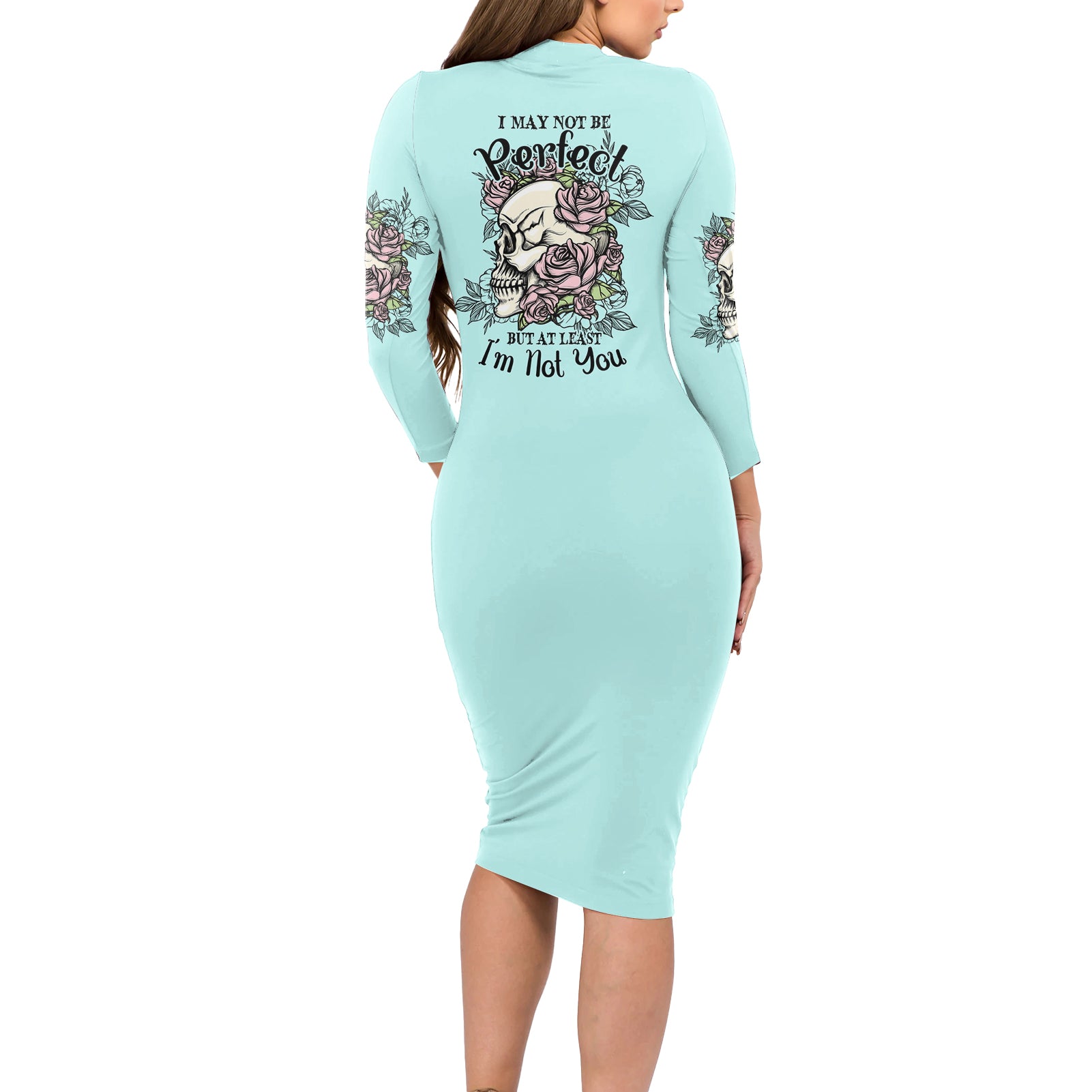 i-may-not-be-perfect-skull-roses-long-sleeve-bodycon-dress