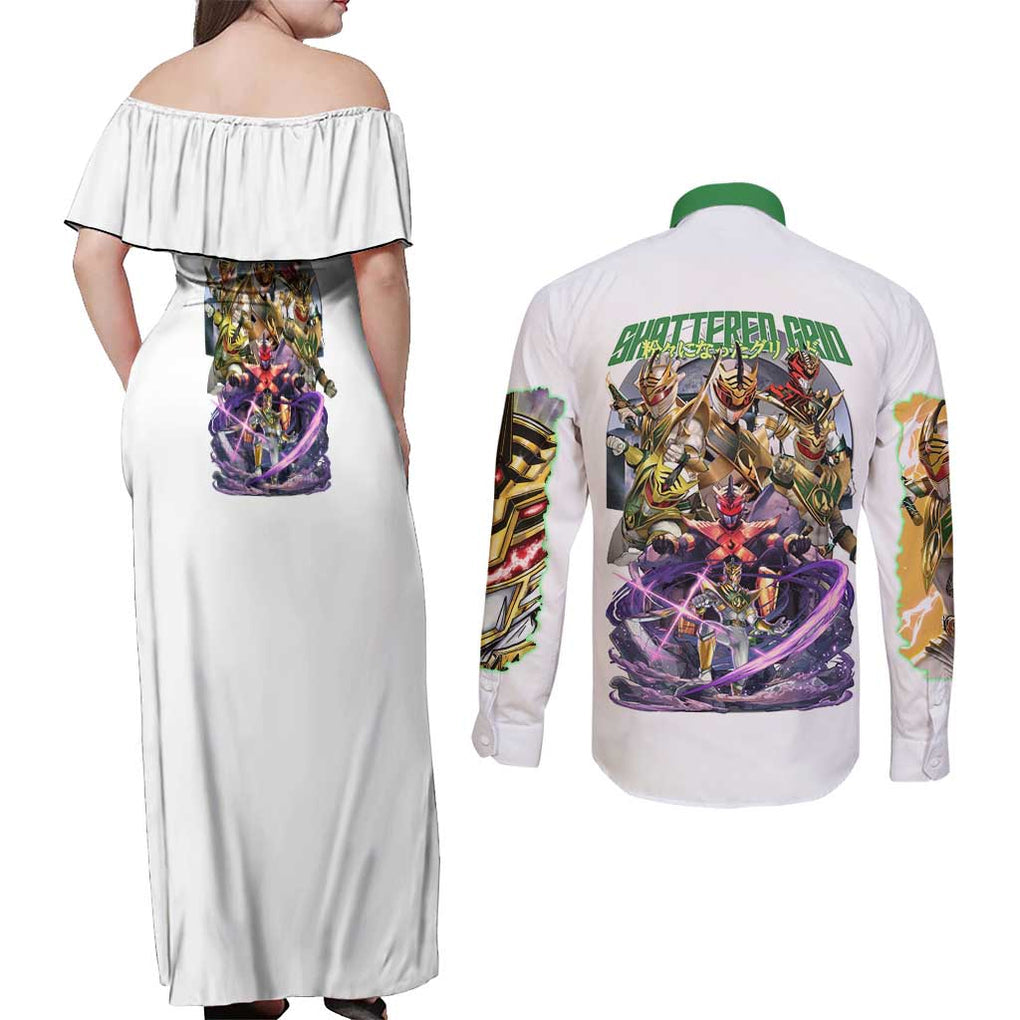 Lord Drakkon Mighty Morphin Power Rangers Couples Matching Off Shoulder Maxi Dress and Long Sleeve Button Shirt Japan Anime Style