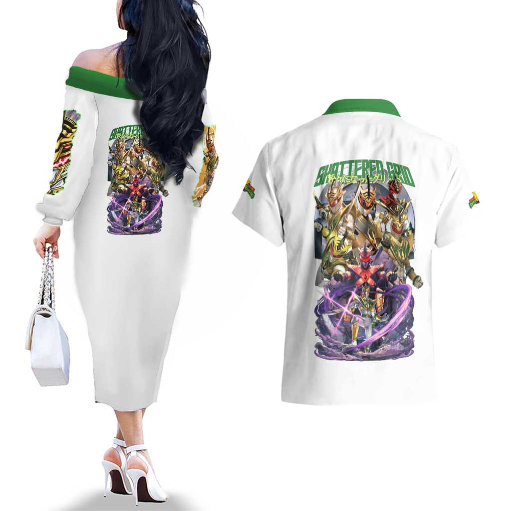 Lord Drakkon Mighty Morphin Power Rangers Couples Matching Off The Shoulder Long Sleeve Dress and Hawaiian Shirt Japan Anime Style