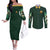 Green Ranger Mighty Morphin Power Rangers Couples Matching Off The Shoulder Long Sleeve Dress and Long Sleeve Button Shirt Japan Anime Style