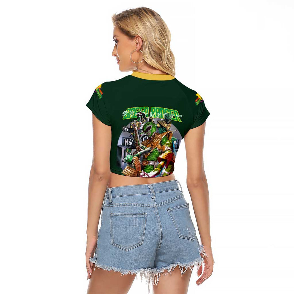 Green Ranger Mighty Morphin Power Rangers Raglan Cropped T Shirt Japan Anime Style