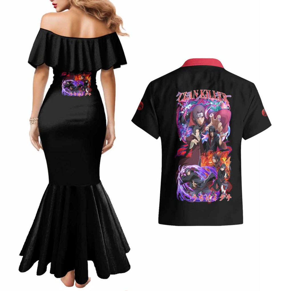 Uchiha Itachi V4 Naruto Couples Matching Mermaid Dress and Hawaiian Shirt Japan Anime Style