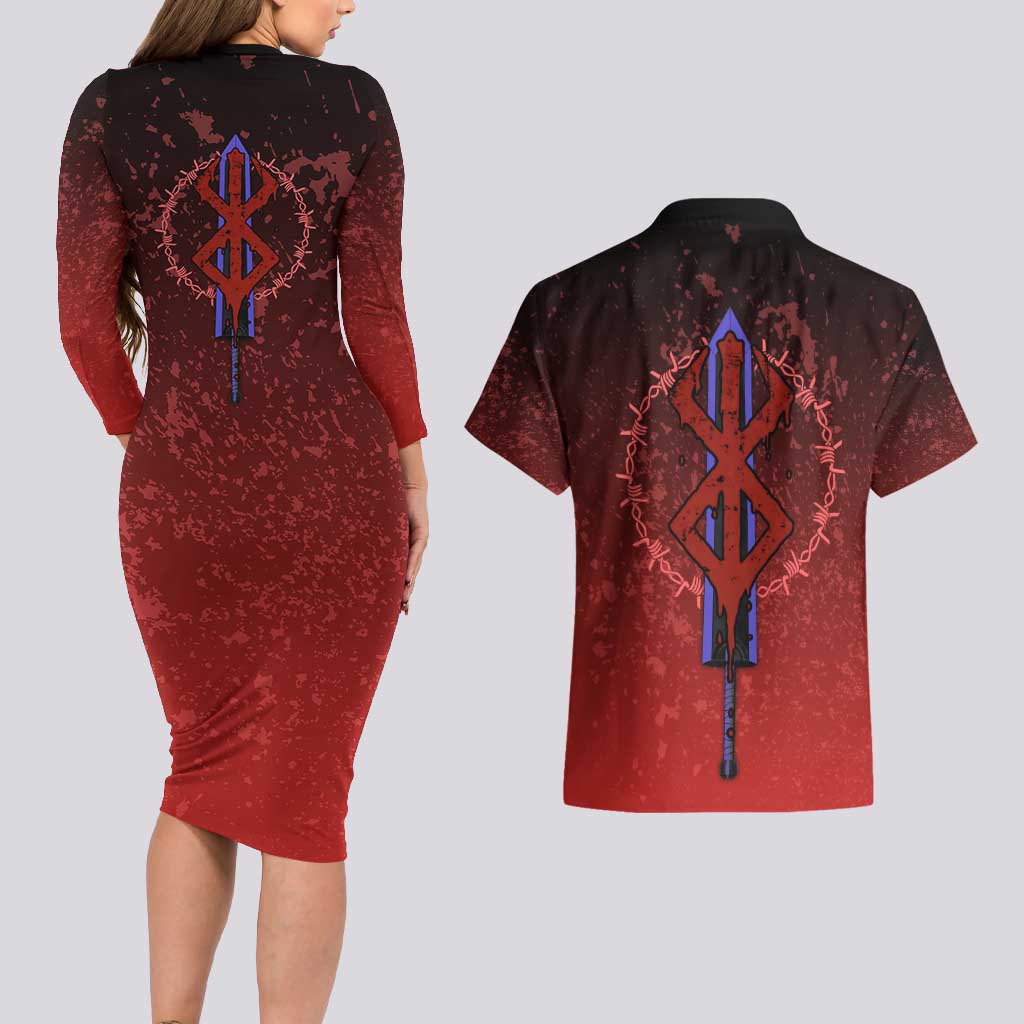 Struggler Berserk Couples Matching Long Sleeve Bodycon Dress and Hawaiian Shirt Japan Anime Style - The Mazicc