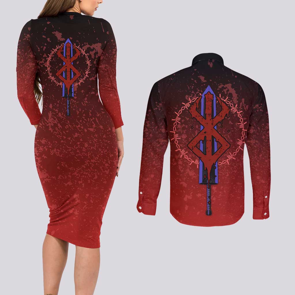 Struggler Berserk Couples Matching Long Sleeve Bodycon Dress and Long Sleeve Button Shirt Japan Anime Style - The Mazicc