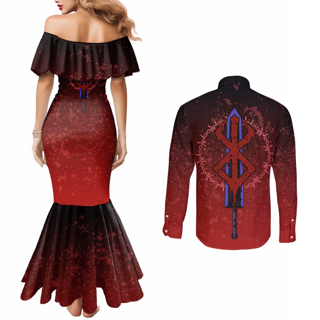 Struggler Berserk Couples Matching Mermaid Dress and Long Sleeve Button Shirt Japan Anime Style - The Mazicc