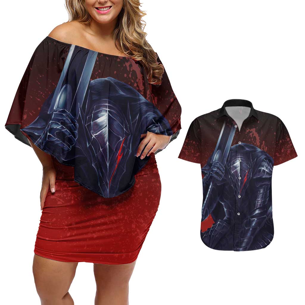 Struggler Berserk Couples Matching Off Shoulder Short Dress and Hawaiian Shirt Japan Anime Style - The Mazicc