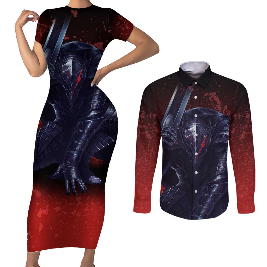 Struggler Berserk Couples Matching Short Sleeve Bodycon Dress and Long Sleeve Button Shirt Japan Anime Style - The Mazicc