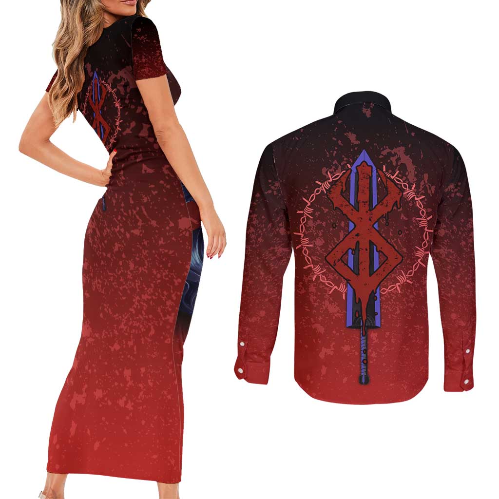Struggler Berserk Couples Matching Short Sleeve Bodycon Dress and Long Sleeve Button Shirt Japan Anime Style - The Mazicc