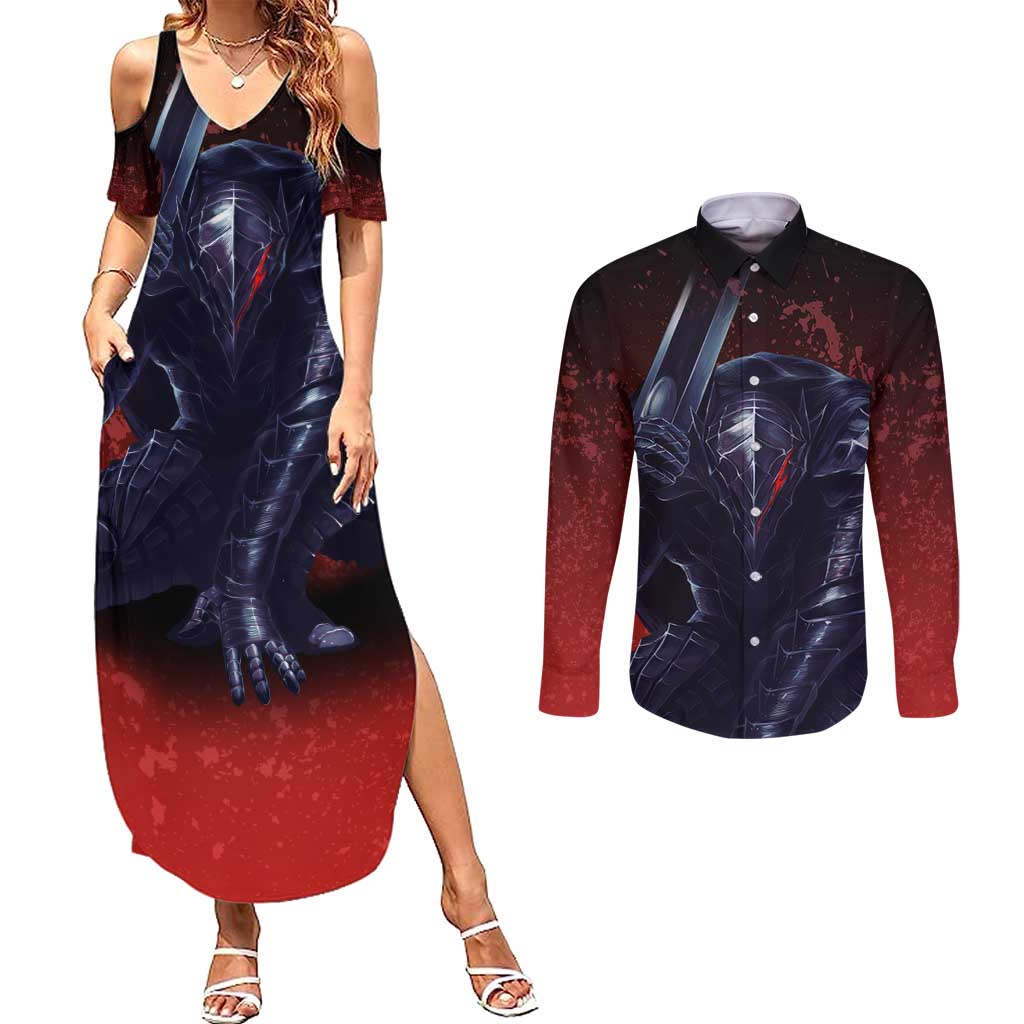 Struggler Berserk Couples Matching Summer Maxi Dress and Long Sleeve Button Shirt Japan Anime Style - The Mazicc